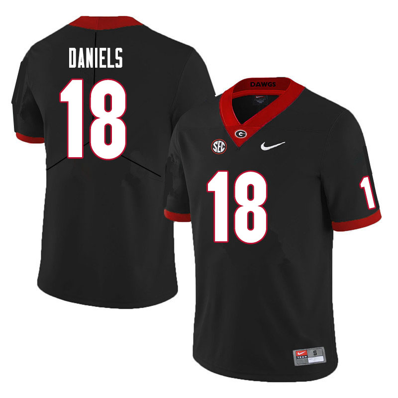 Men #18 JT Daniels Georgia Bulldogs College Football Jerseys Sale-Black - Click Image to Close